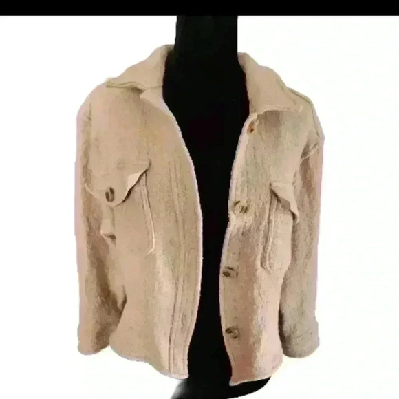 Levis Womens Cropped Wool Blend Shacket In Oat L - Picture 5 of 14